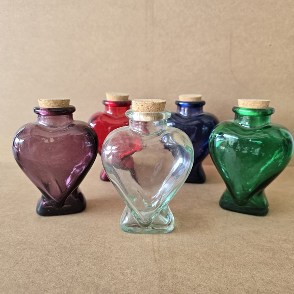 Other - Heart-Shaped Glass Bottles Set Of 5